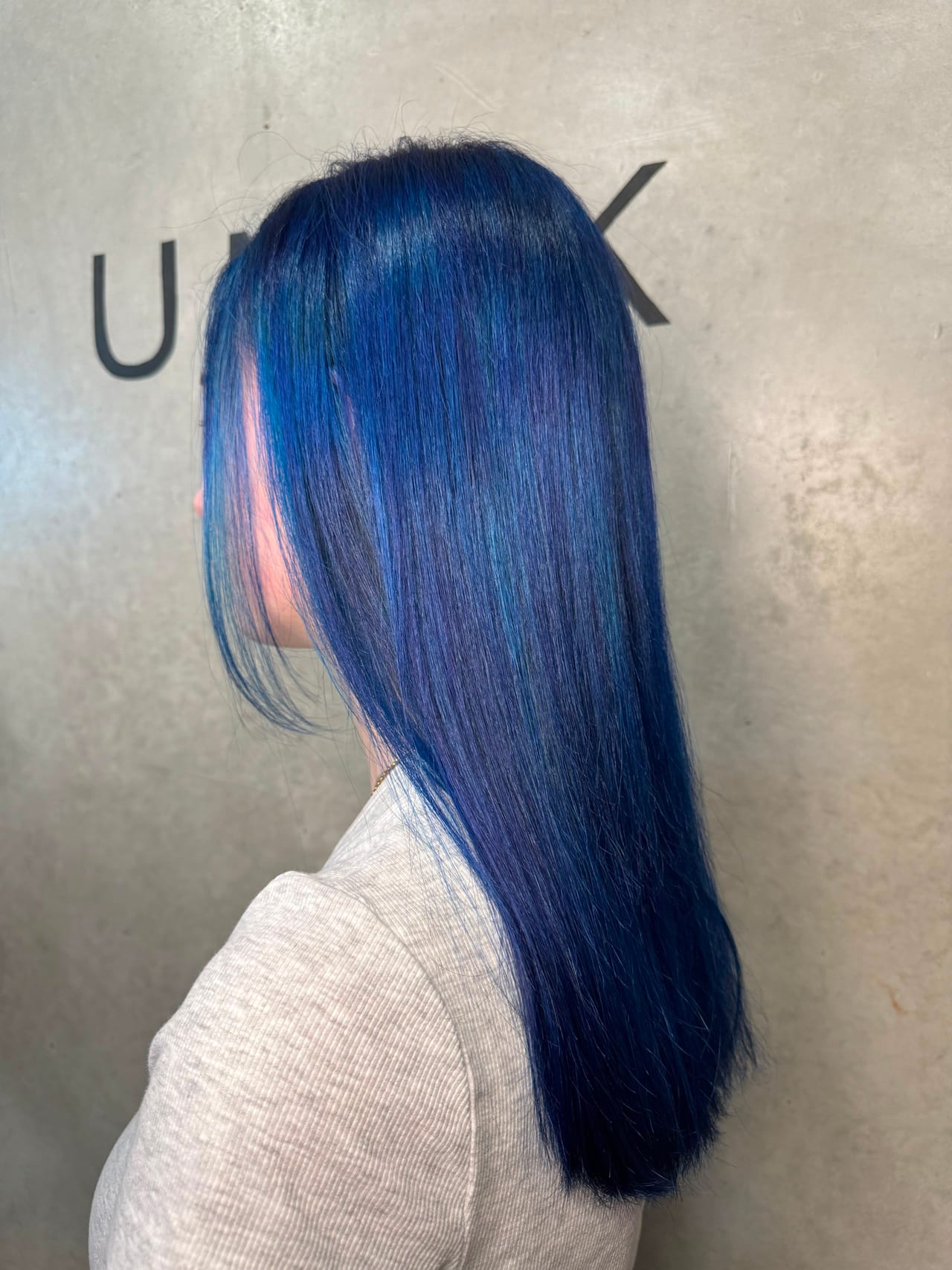 Vivid sapphire blue creative hair colour by UNIK Hair Design